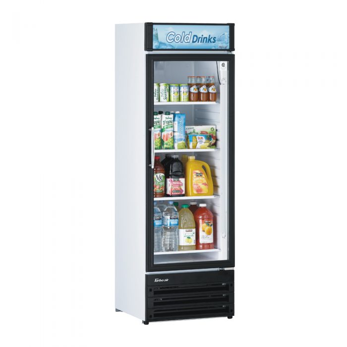 Turbo Air TGM-14RV-N6 1 Door Swing Glass Merchandiser Refrigerator, White with Black Framed Front, 12.1 Cu. Ft.