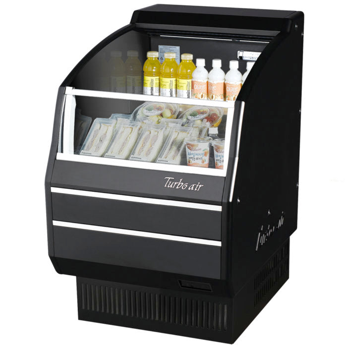 Turbo Air TOM-30SB-SP-N 28" Slim Line Horizontal Open Display Merchandiser, Solid Side Panel, Black, 4.7 Cu. Ft.