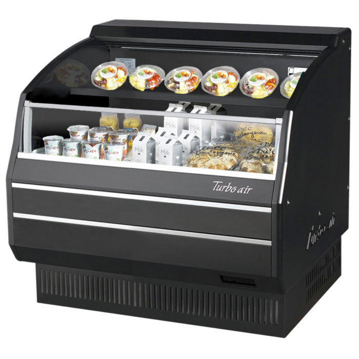 Turbo Air TOM-40LB-SP-N 39" Low Profile Horizontal Open Display Merchandiser, Solid Side Panel, Black, 7.4 Cu. Ft.