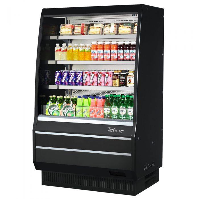 Turbo Air TOM-40MB-SP-N 39" Medium Vertical Open Display Merchandiser, Solid Side Panel, Black