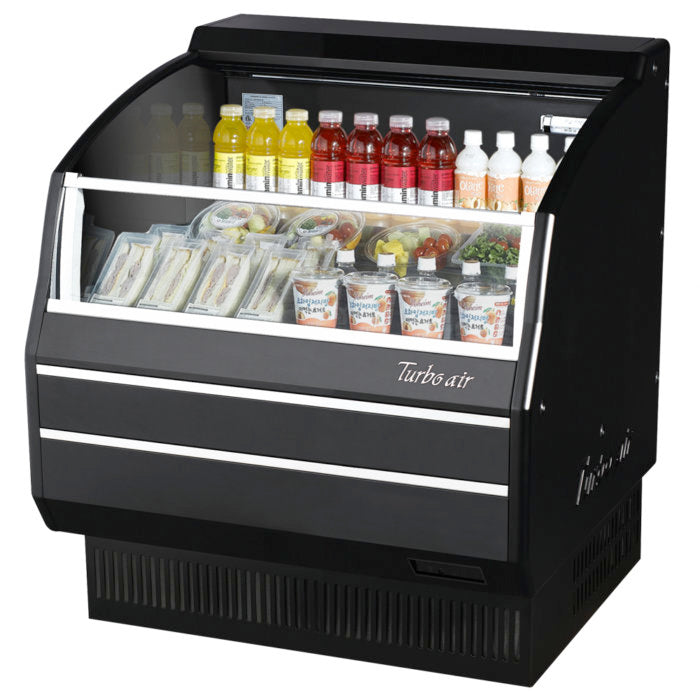 Turbo Air TOM-40SB-SP-N 39" Slim Line Horizontal Open Display Merchandiser, Solid Side Panel, Black, 6.7 Cu. Ft.