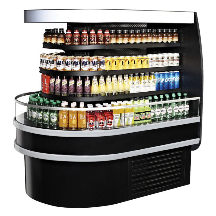 Turbo Air TIOM-36RSB-N 55" Wall Type Island Display Self-Serve Refrigerated Merchandiser, 36"Half-Round and 36"Square,Black, 20 Cu. Ft.