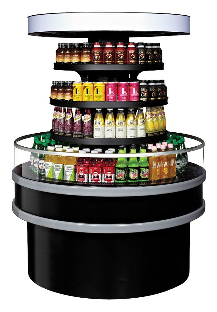 Turbo Air TIOM-48RRB-N 48" Diameter Circle Type Double Island Display Self-Serve Refrigerated Merchandiser, 48"Half-Round, Black, 11.2 Cu. Ft.