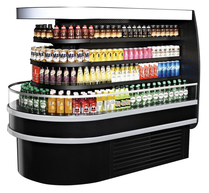 Turbo Air TIOM-48RSB-N 73" Wall Type Island Display Self-Serve Refrigerated Merchandiser, 48"Half-Round and 48"Square, Black, 23.2 Cu. Ft.