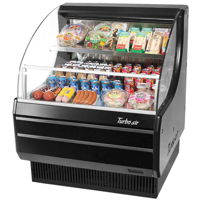 Turbo Air TOM-30LW(B)-N 28" Low Profile, Horizontal Open Display Merchandiser, White or Black, 5.1 Cu. Ft.