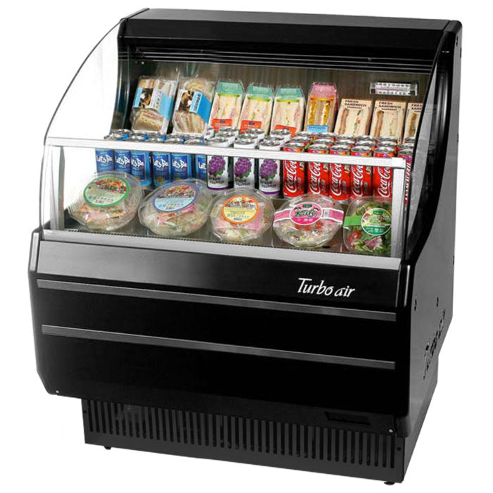 Turbo Air TOM-30SW(B)-N 28" Slim Line, Horizontal Open Display Merchandiser, White or Black, 4.7 Cu. Ft.