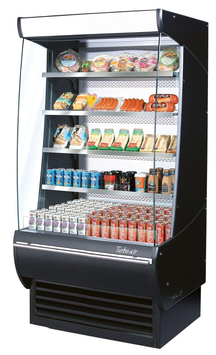 Turbo Air TOM-36DXB-N 36" Vertical Open Display Merchandiser, 34" Extra Deep, Black, 11 Cu. Ft.