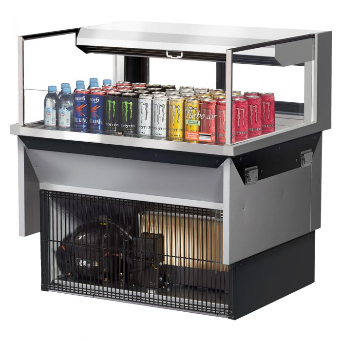 Turbo Air TOM-36L-UFD-S-1SI-N 34-3/4" Low Profile Open Display Merchandiser, European Straight Style, Stainless Steel, 4.6 Cu. Ft.