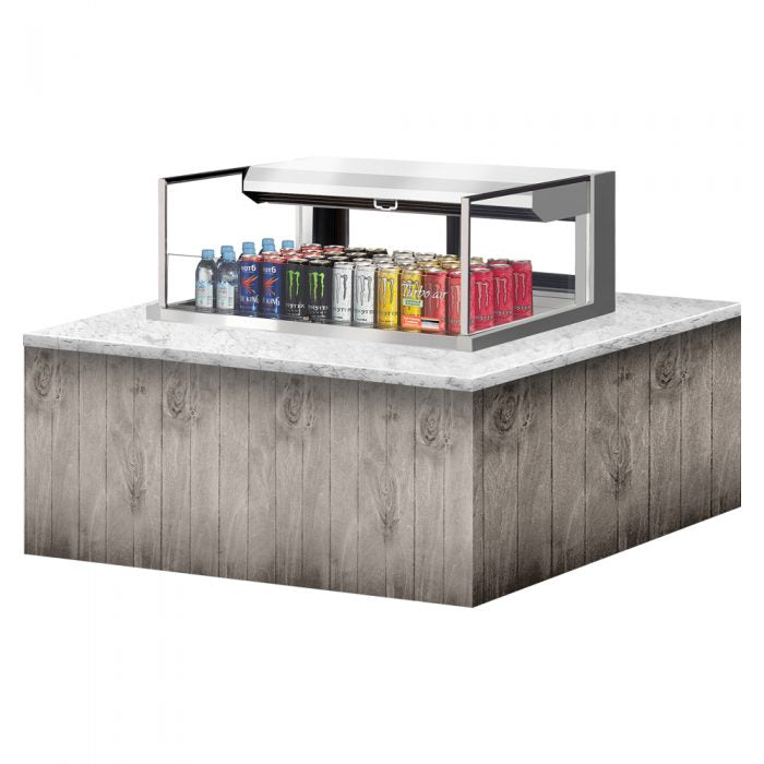 Turbo Air TOM-36L-UFD-S-1SI-N 34-3/4" Low Profile Open Display Merchandiser, European Straight Style, Stainless Steel, 4.6 Cu. Ft.