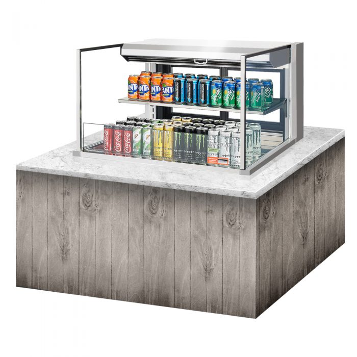 Turbo Air TOM-36L-UFD-S-2SI-N 34-3/4" Low Profile Open Display Merchandiser, 1 shelf, European Straight Style, Stainless Steel, 7.5 Cu. Ft.