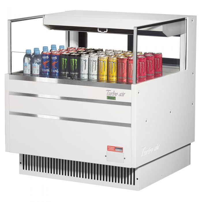 Turbo Air TOM-36L-UFD-W(B)-1S-N 34-3/4" Low Profile Open Display Merchandiser, European Straight Style, 4.6 Cu. Ft.
