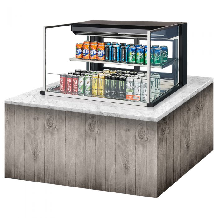 Turbo Air TOM-36L-UFD-W(B)-2SI-N 34-3/4" Low Profile Open Display Merchandiser, 1 shelf, European Straight Style, 7.5 Cu. Ft.