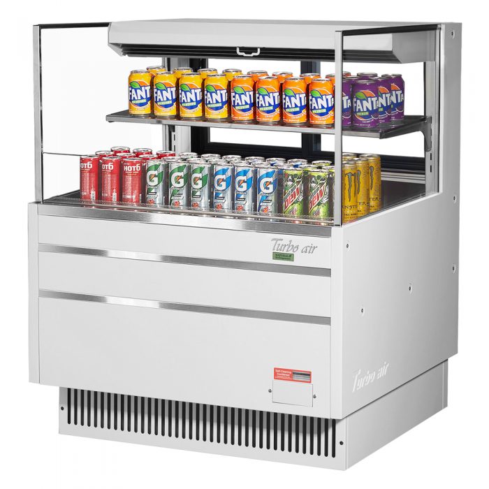 Turbo Air TOM-36L-UFD-W(B)-2S-N 34-3/4" Low Profile Open Display Merchandiser, 1 shelf, European Straight Style, 7.5 Cu. Ft.