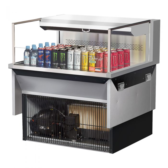 Turbo Air TOM-36L-UF-S-1SI-N 34-3/4" Low Profile Open Display Merchandiser, European Straight Style, Stainless Steel, 4.6 Cu. Ft.