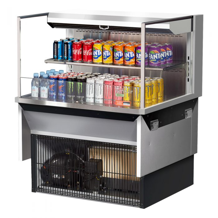 Turbo Air TOM-36L-UF-S-2SI-N 34-3/4" Low Profile Open Display Merchandiser, 1 shelf, European Straight Style, Stainless Steel, 7.5 Cu. Ft.