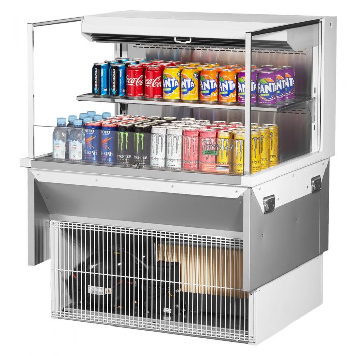 Turbo Air TOM-36L-UF-W(B)-2SI-N 34-3/4" Low Profile Open Display Merchandiser, 1 shelf, European Straight Style, , 7.5 Cu. Ft.