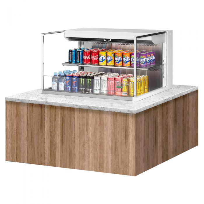 Turbo Air TOM-36L-UF-W(B)-2SI-N 34-3/4" Low Profile Open Display Merchandiser, 1 shelf, European Straight Style, , 7.5 Cu. Ft.