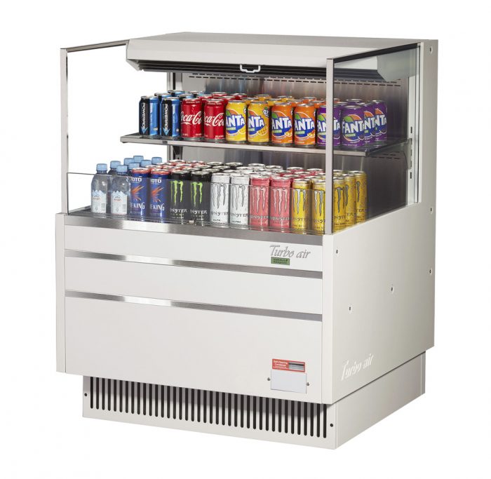 Turbo Air TOM-36L-UF-W(B)-2S-N 34-3/4" Low Profile Open Display Merchandiser, 1 shelf, European Straight Style, , 7.5 Cu. Ft.