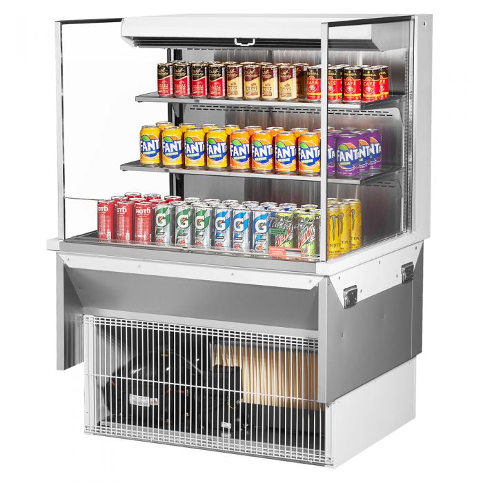 Turbo Air TOM-36L-UF-W(B)-3SI-N 34-3/4" Low Profile Open Display Merchandiser, 2 shelves, European Straight Style, , 11.1 Cu. Ft.