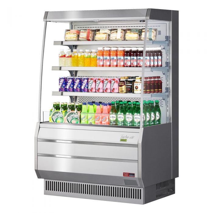 Turbo Air TOM-40MS-N 39" Vertical Open Display Merchandiser, Medium Height, Stainless Steel, 8.3 Cu. Ft.