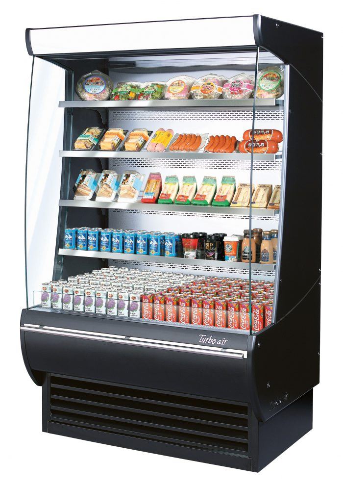 Turbo Air TOM-48DXB-N 48" Vertical Open Display Merchandiser, 34" Extra Deep, Black, 14.9 Cu. Ft.