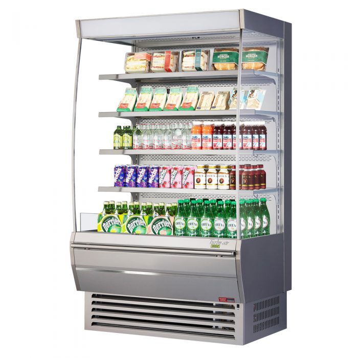 Turbo Air TOM-48DXS-N 48" Vertical Open Display Merchandiser, 34" Extra Deep, Stainless Steel, 14.9 Cu. Ft.