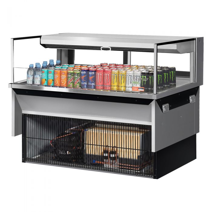 Turbo Air TOM-48L-UFD-S-1SI-N 46-3/4" Low Profile Drop In Open Display Merchandiser, European Straight Style, Stainless Steel, 6.3 Cu. Ft.