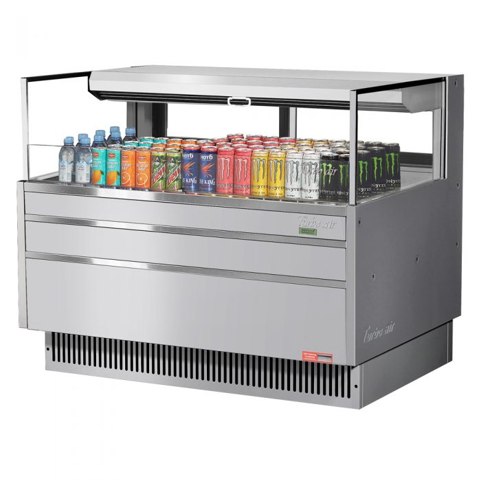 Turbo Air TOM-48L-UFD-S-1S-N 46-3/4" Low Profile Open Display Merchandiser, European Straight Style, Stainless Steel, 6.3 Cu. Ft.