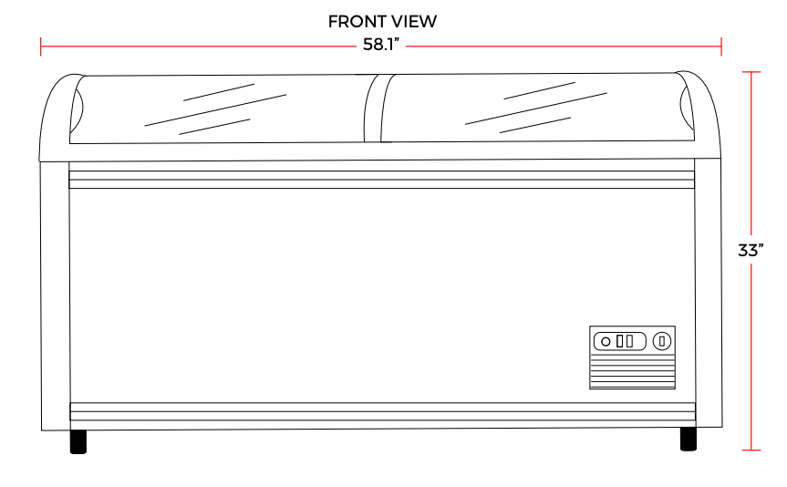 Coldline XS500YX 58" Curved Glass Top Display Ice Cream Freezer with LED and 5 Baskets
