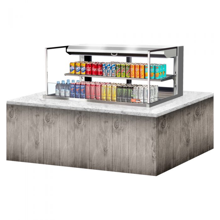 Turbo Air TOM-48L-UFD-S-2SI-N 46-3/4" Low Profile Drop In Open Display Merchandiser, 1 shelf, European Straight Style, Stainless Steel, 10.2 Cu. Ft.