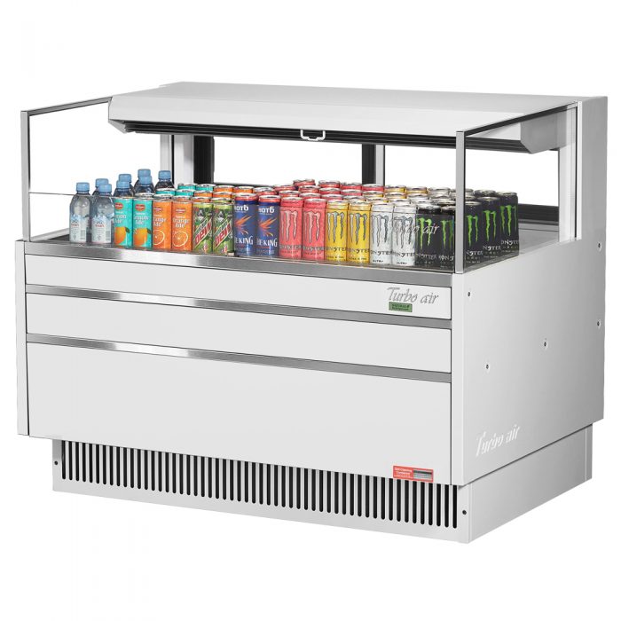 Turbo Air TOM-48L-UFD-W(B)-1S-N 46-3/4" Low Profile Open Display Merchandiser, European Straight Style, 6.3 Cu. Ft.