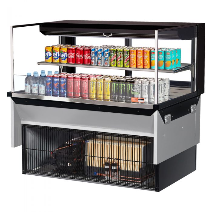 Turbo Air TOM-48L-UFD-W(B)-2SI-N 46-3/4" Low Profile Drop In Open Display Merchandiser, 1 shelf, European Straight Style, 10.2 Cu. Ft.