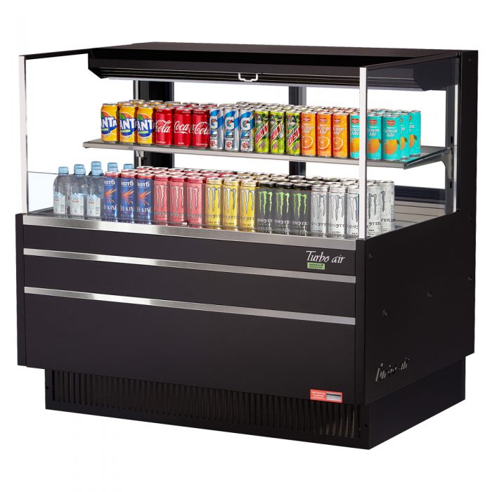 Turbo Air TOM-48L-UFD-W(B)-2S-N 46-3/4" Low Profile Open Display Merchandiser, 1 shelf, European Straight Style, 10.2 Cu. Ft.