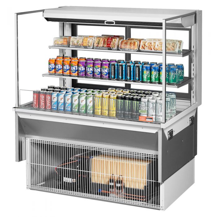 Turbo Air TOM-48L-UFD-W(B)-3SI-N 46-3/4" Low Profile Drop In Open Display Merchandiser, 2 shelves, European Straight Style, 15.2 Cu. Ft.