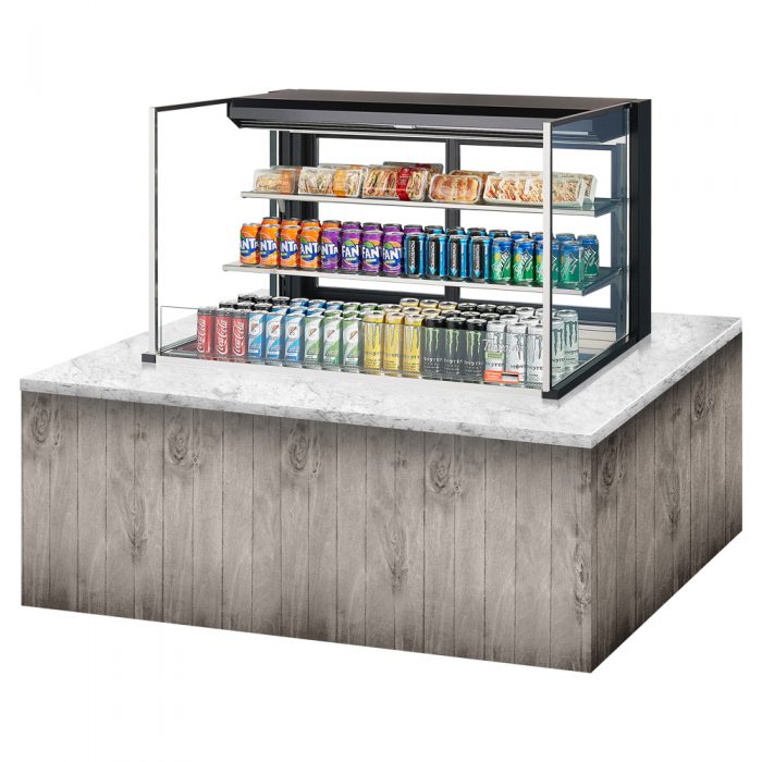 Turbo Air TOM-48L-UFD-W(B)-3SI-N 46-3/4" Low Profile Drop In Open Display Merchandiser, 2 shelves, European Straight Style, 15.2 Cu. Ft.