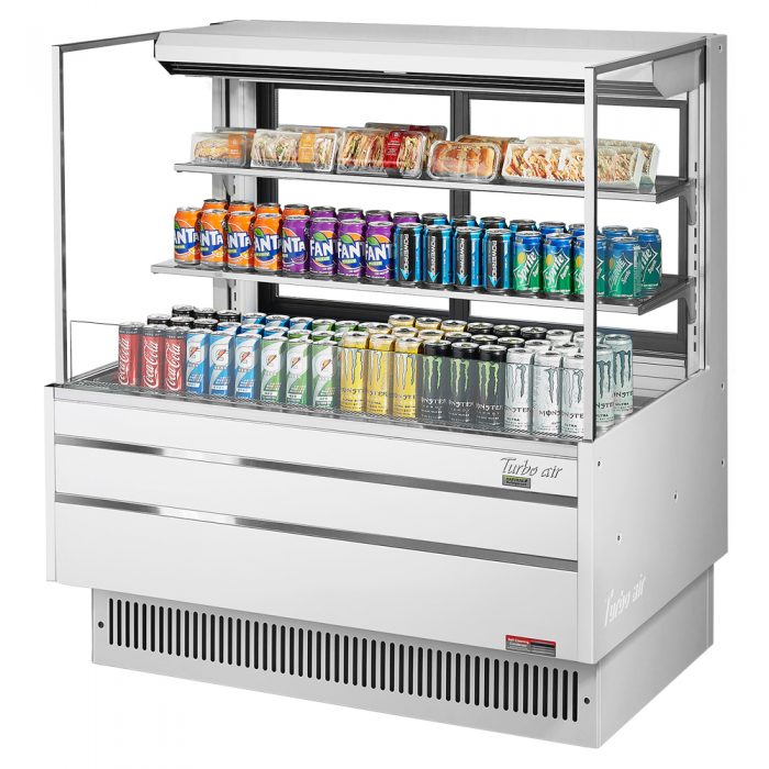 Turbo Air TOM-48L-UFD-W(B)-3S-N 46-3/4" Low Profile Open Display Merchandiser, 2 shelves, European Straight Style, 15.2 Cu. Ft.