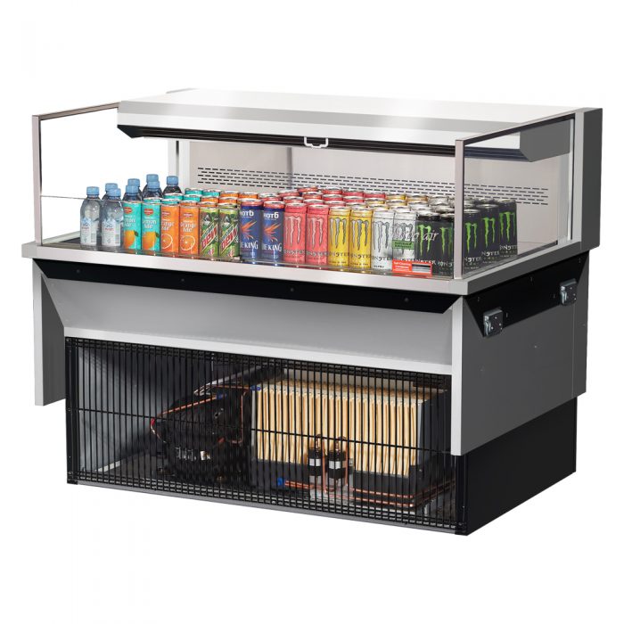 Turbo Air TOM-48L-UF-S-1SI-N 34-3/4" Low Profile Drop In Open Display Merchandiser, European Straight Style, Stainless Steel, 6.3 Cu. Ft.