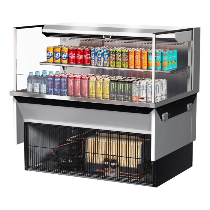 Turbo Air TOM-48L-UF-S-2SI-N 46-3/4" Low Profile Drop In Open Display Merchandiser, 1 shelf, European Straight Style, Stainless Steel, 10.2 Cu. Ft.