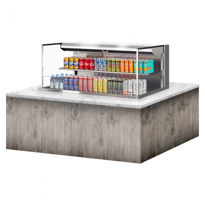Turbo Air TOM-48L-UF-S-2SI-N 46-3/4" Low Profile Drop In Open Display Merchandiser, 1 shelf, European Straight Style, Stainless Steel, 10.2 Cu. Ft.
