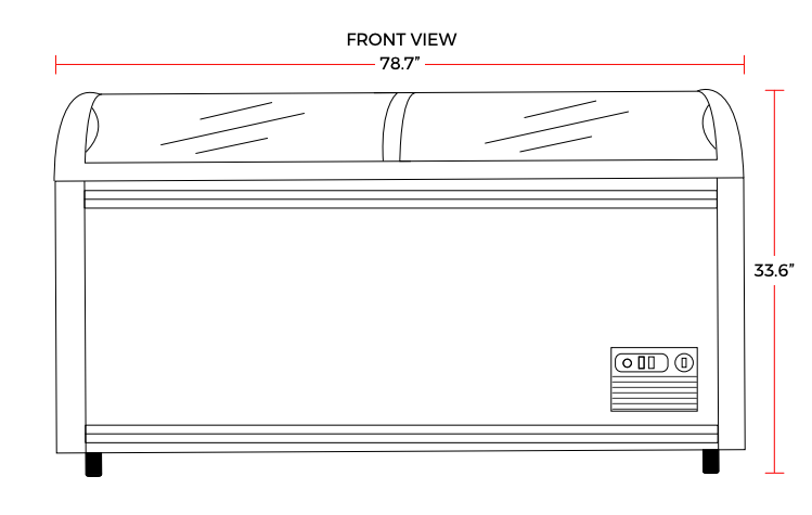 Coldline XS700YX 79" Curved Glass Top Display Ice Cream Freezer with LED 6 Baskets