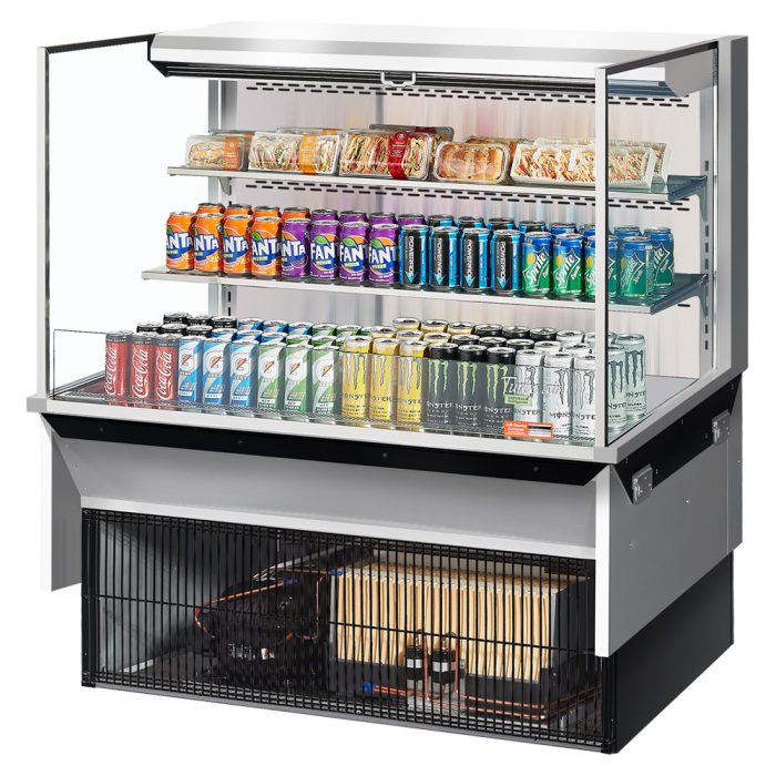 Turbo Air TOM-48L-UF-S-3SI-N 46-3/4" Low Profile Drop In Open Display Merchandiser, 2 shelves, European Straight Style, Stainless Steel, 15.2 Cu. Ft.