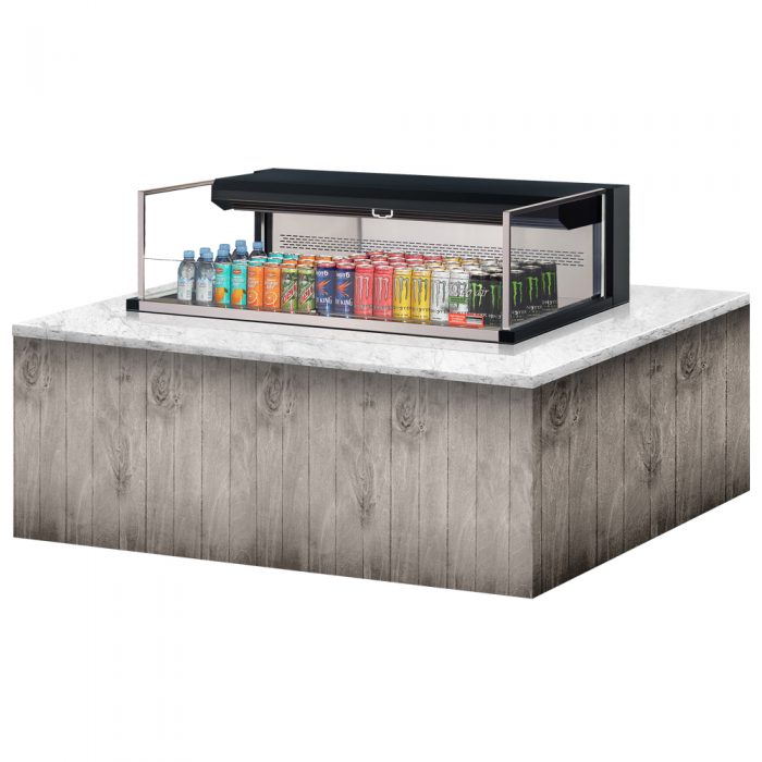 Turbo Air TOM-48L-UF-W(B)-1SI-N 34-3/4" Low Profile Drop In Open Display Merchandiser, European Straight Style, 6.3 Cu. Ft.