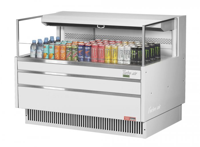 Turbo Air TOM-48L-UF-W(B)-1S-N 46-3/4" Low Profile Open Display Merchandiser, European Straight Style, 6.3 Cu. Ft.