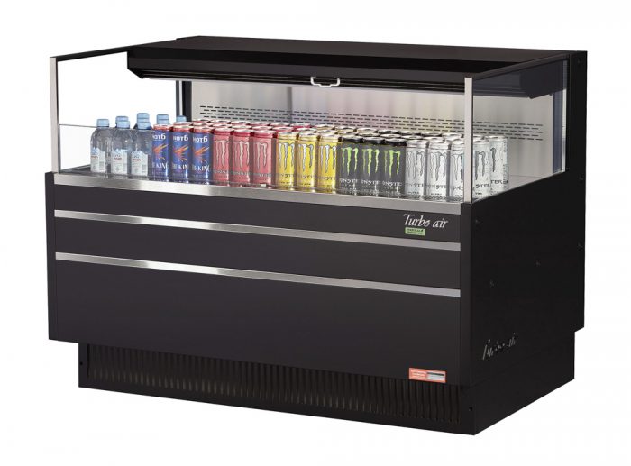 Turbo Air TOM-48L-UF-W(B)-1S-N 46-3/4" Low Profile Open Display Merchandiser, European Straight Style, 6.3 Cu. Ft.