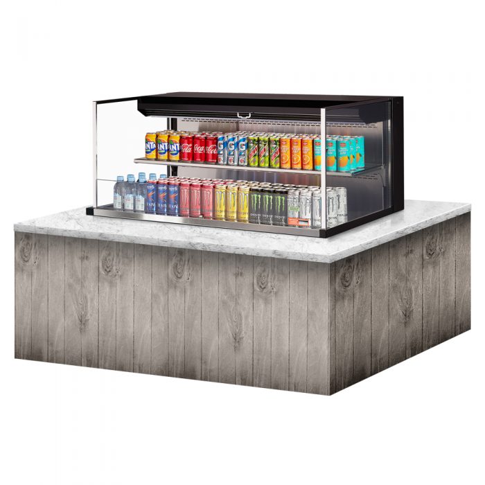 Turbo Air TOM-48L-UF-W(B)-2SI-N 46-3/4" Low Profile Drop In Open Display Merchandiser, 1 shelf, European Straight Style, 10.2 Cu. Ft.