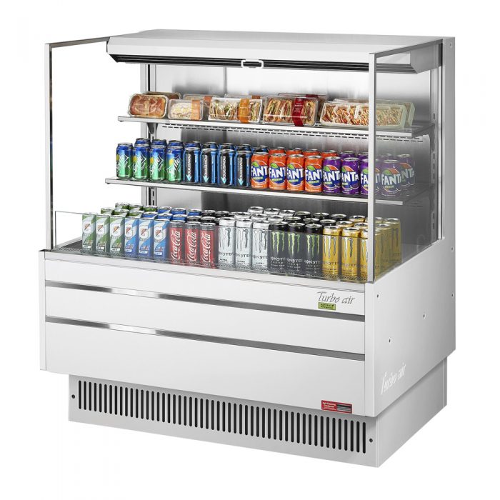 Turbo Air TOM-48L-UF-W(B)-3S-N 46-3/4" Low Profile Open Display Merchandiser, 2 shelves, European Straight Style, 15.2 Cu. Ft.