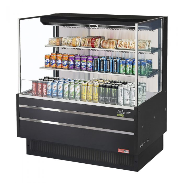 Turbo Air TOM-48L-UF-W(B)-3S-N 46-3/4" Low Profile Open Display Merchandiser, 2 shelves, European Straight Style, 15.2 Cu. Ft.