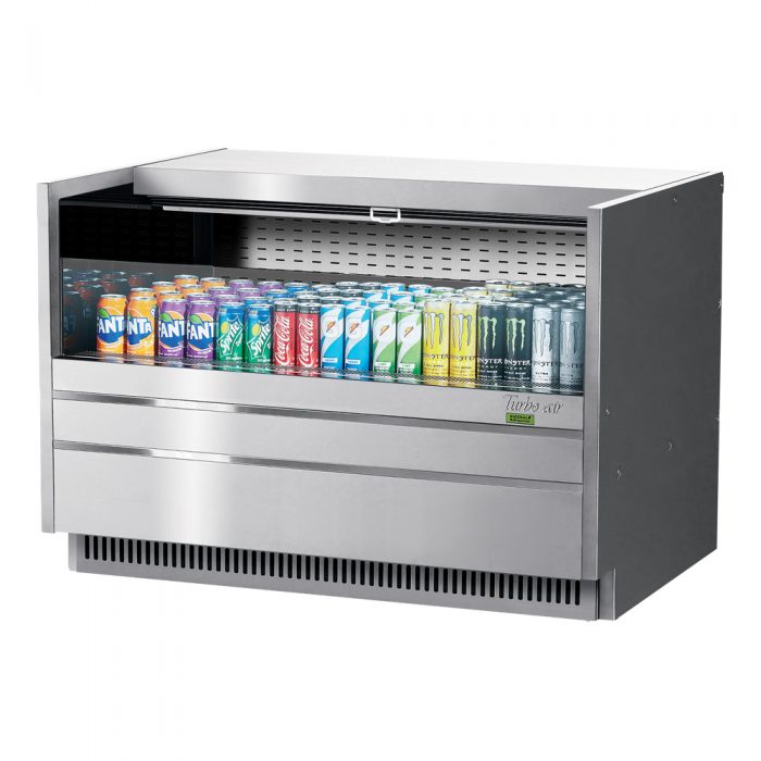 Turbo Air TOM-48UC-S-N 48-1/4" Low Profile Drop In Open Display Merchandiser, Solid Side Panel, European Straight Style, Stainless Steel, 6.8 Cu. Ft.