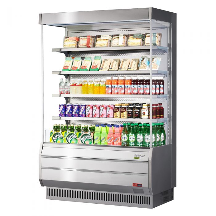 Turbo Air TOM-50S-N 50" Vertical Open Display Merchandiser, Full Size, Stainless Steel, 16.5 Cu. Ft.