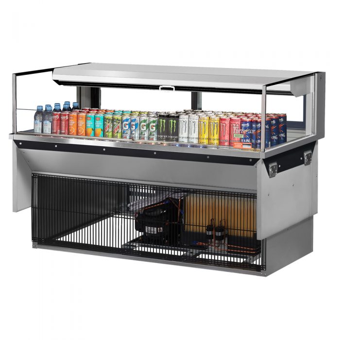 Turbo Air TOM-60L-UFD-S-1SI-N 58-3/4" Low Profile Drop In Open Display Merchandiser, European Straight Style, Stainless Steel, 8 Cu. Ft.